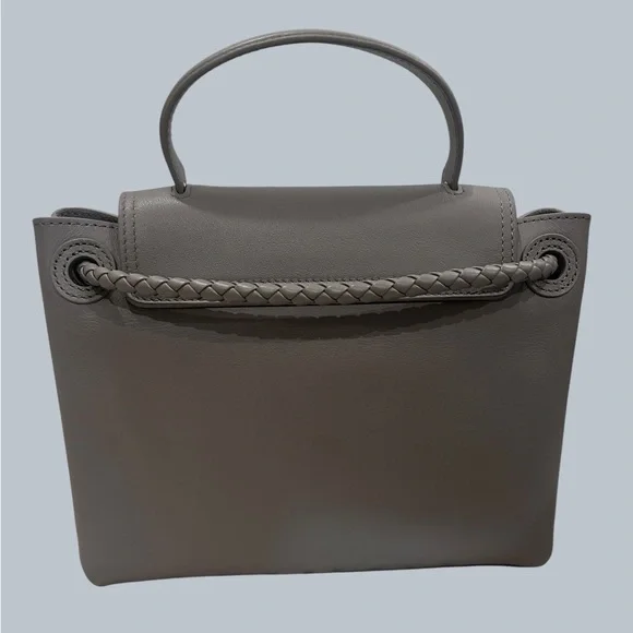 Ciao Ciao - Gray Leather Top-Handle Bag with Braided Accent - Size SMALL - Picture 4 of 10